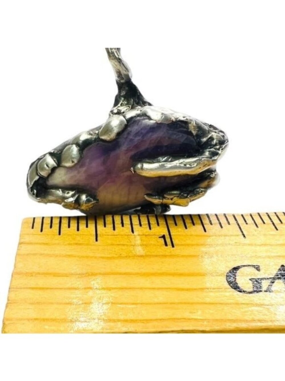 Amethyst Claw Cuff Bracelet - Silver Blend Boho Metalwork | Alma Antigua - Picture 13 of 14